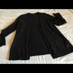 Talbots Black Knit Sequin Cardigan (Size M)